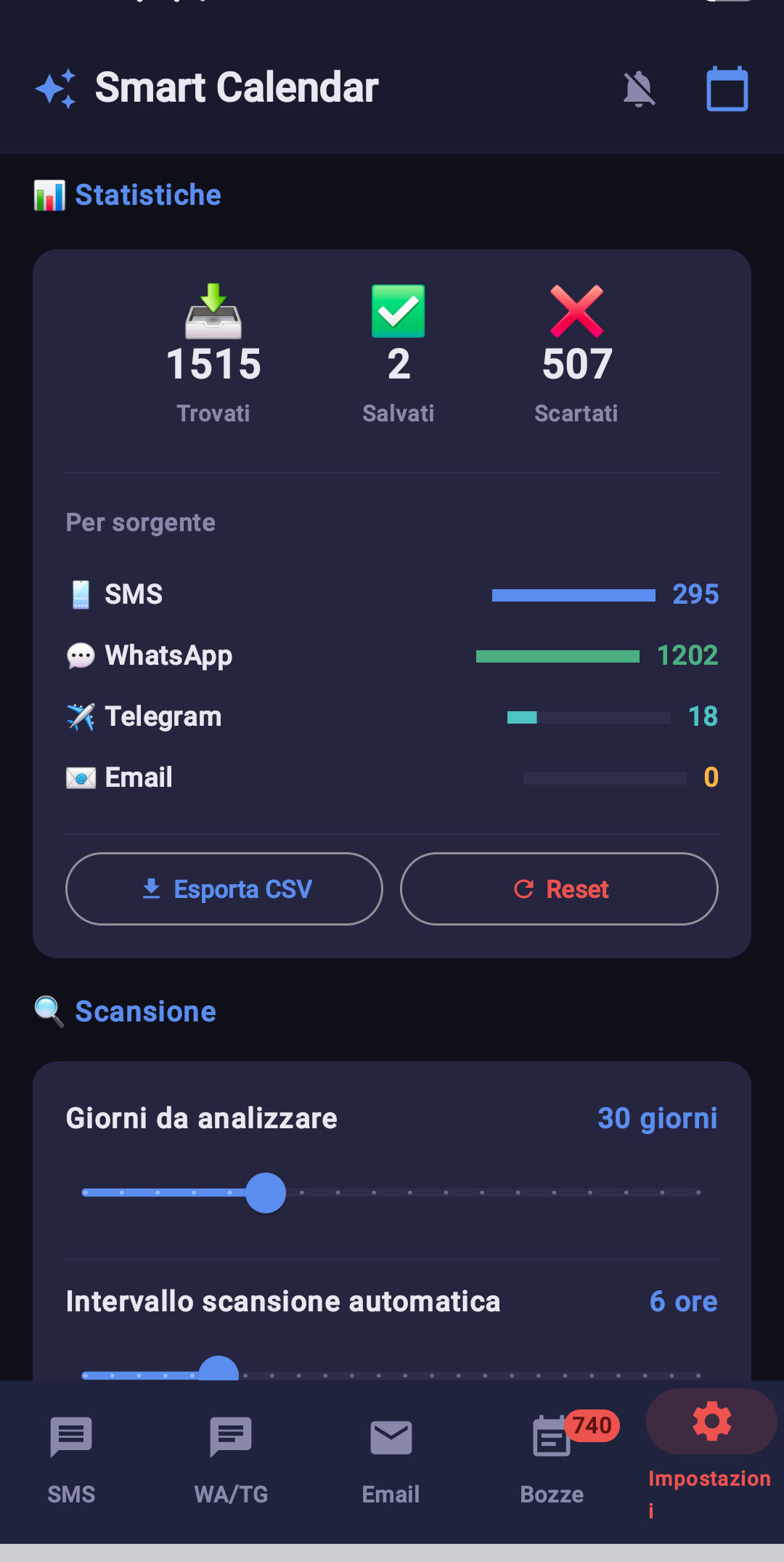 IDQ Smart Calendar - Impostazioni